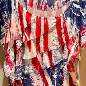 Top. Red.   white and blue plus size top 3x